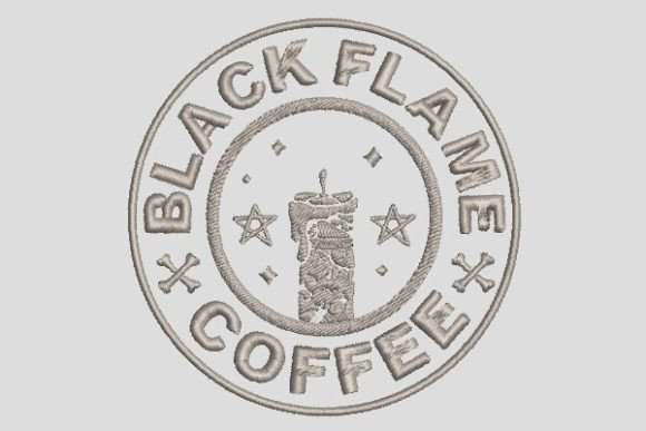 Black Flame Coffee Embroidery Design