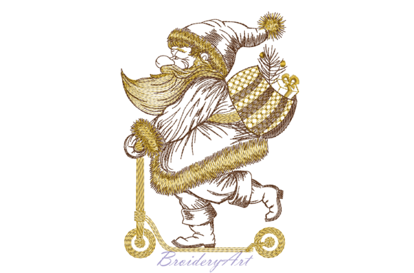 Santa Delivery: A Festive Scooter Embroidery Design