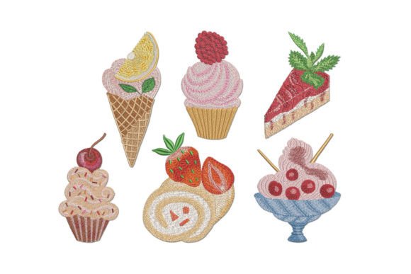 Set of Cakes and Ice Creams