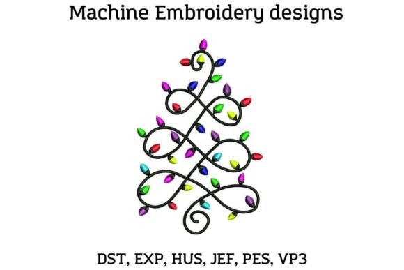 Swirl Christmas Tree Embroidery Design